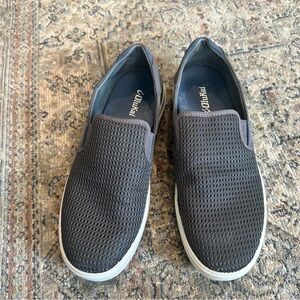 OluKai Men's Slip-On Mesh Loafers in Charcoal Gray with White Sole